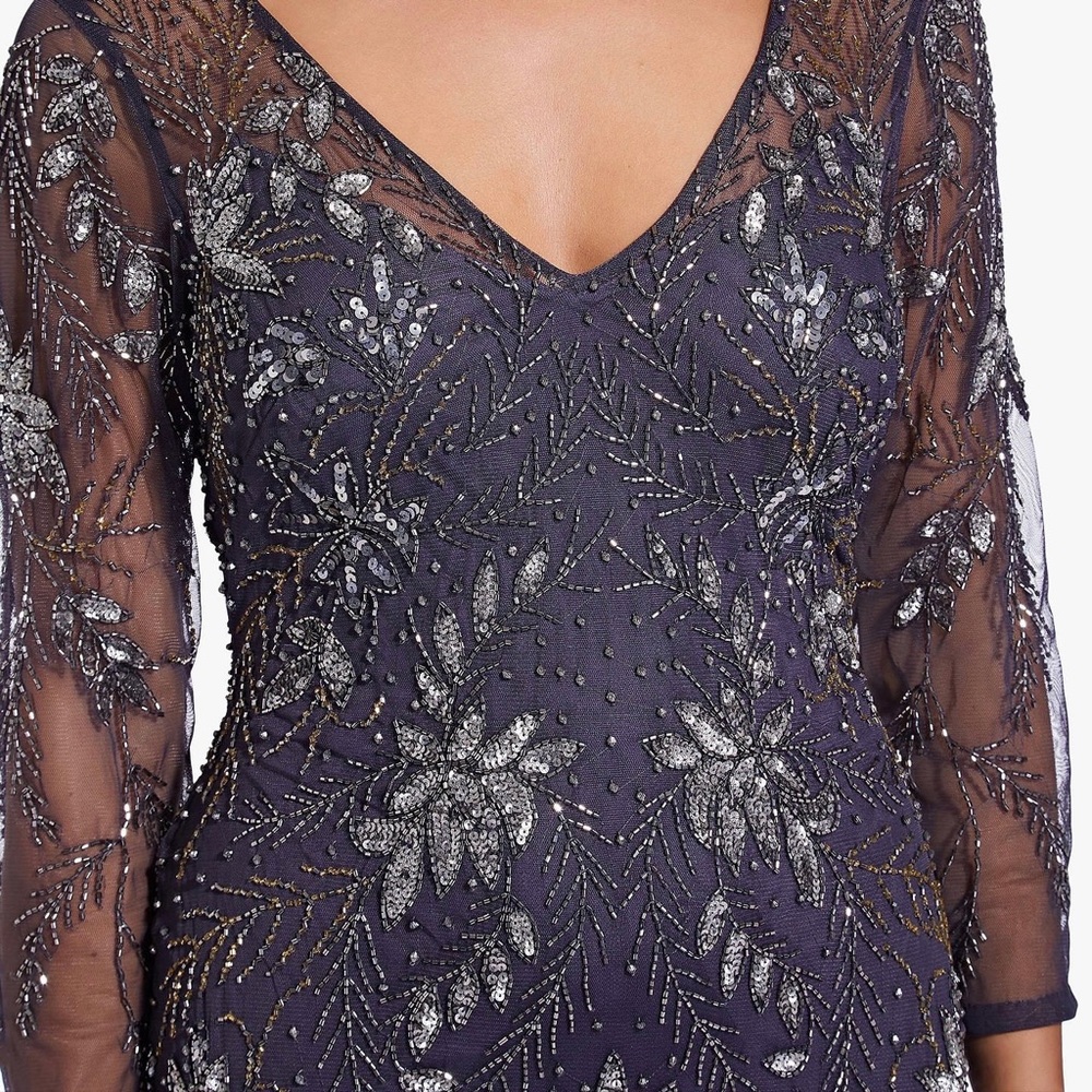 Adrianna Papell | long beaded gown with sleeves